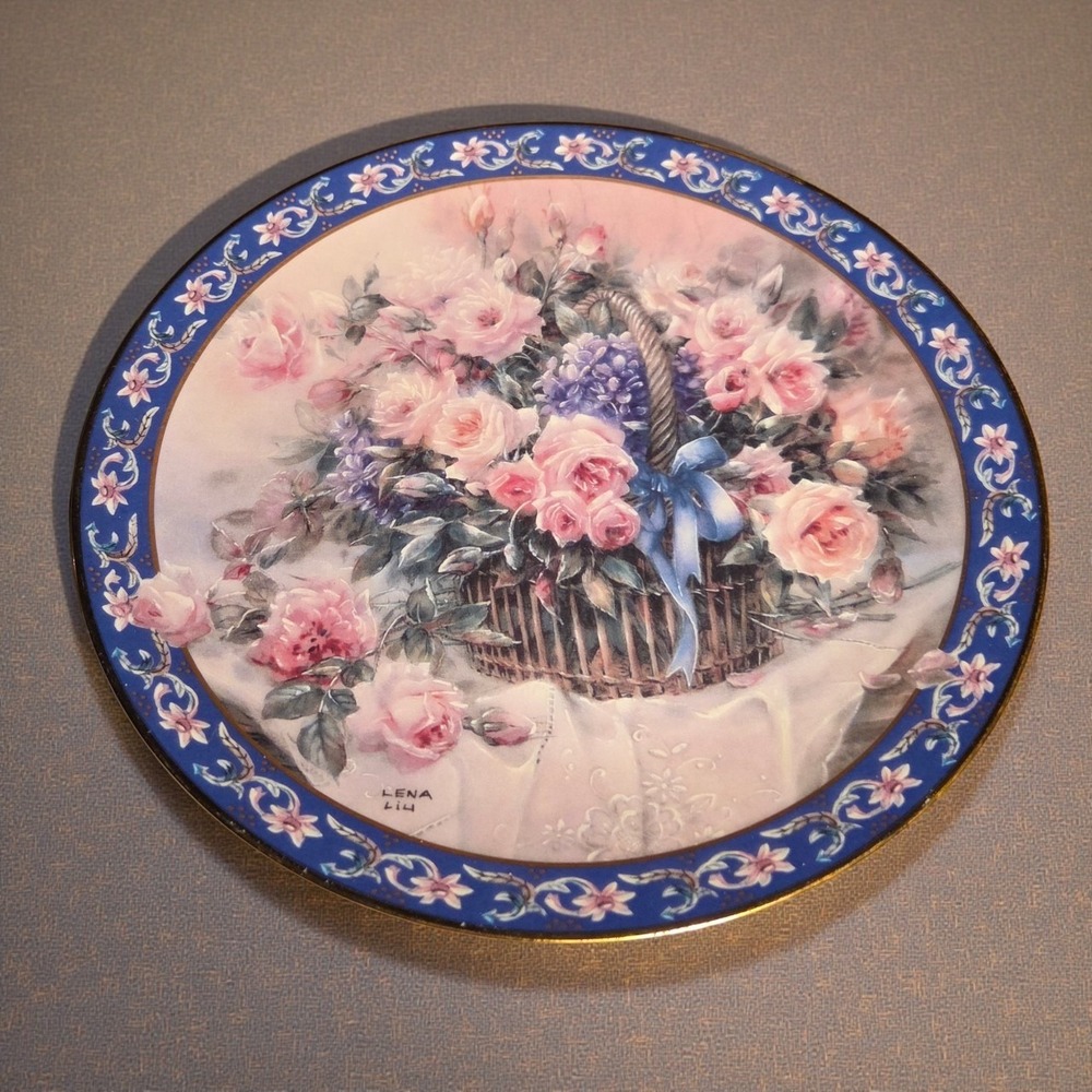 Lena Liu's Basket Bouquets Roses 169F Collectors Plate 8" WS George Vintage 1992